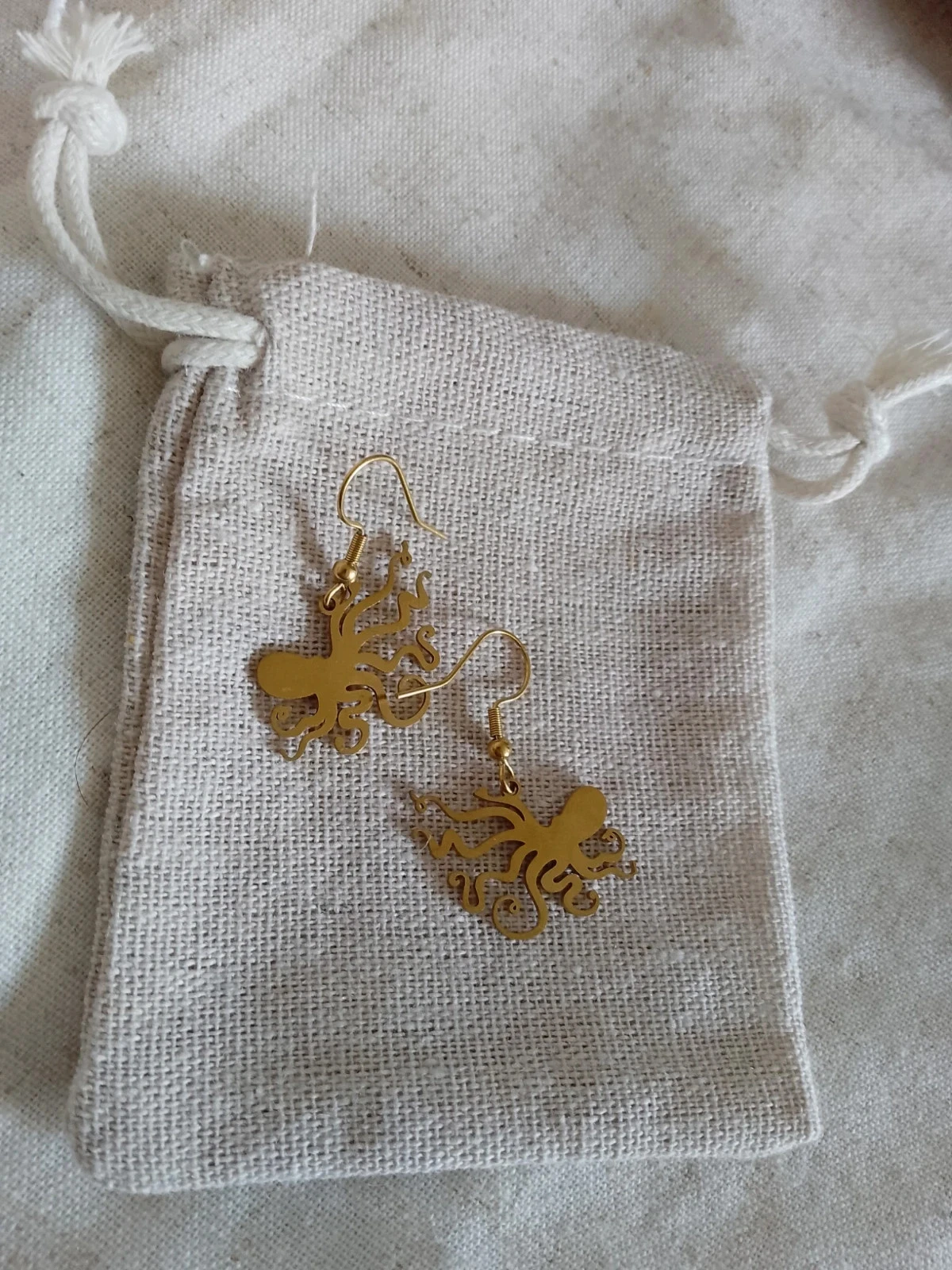 Gouden inktvis boho-oorbellen – photo 3